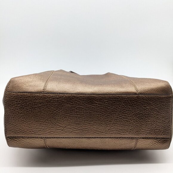 COACH  pebbled genuine leather metallic satchel shoulder bag purse - Copper - Picture 11 of 16